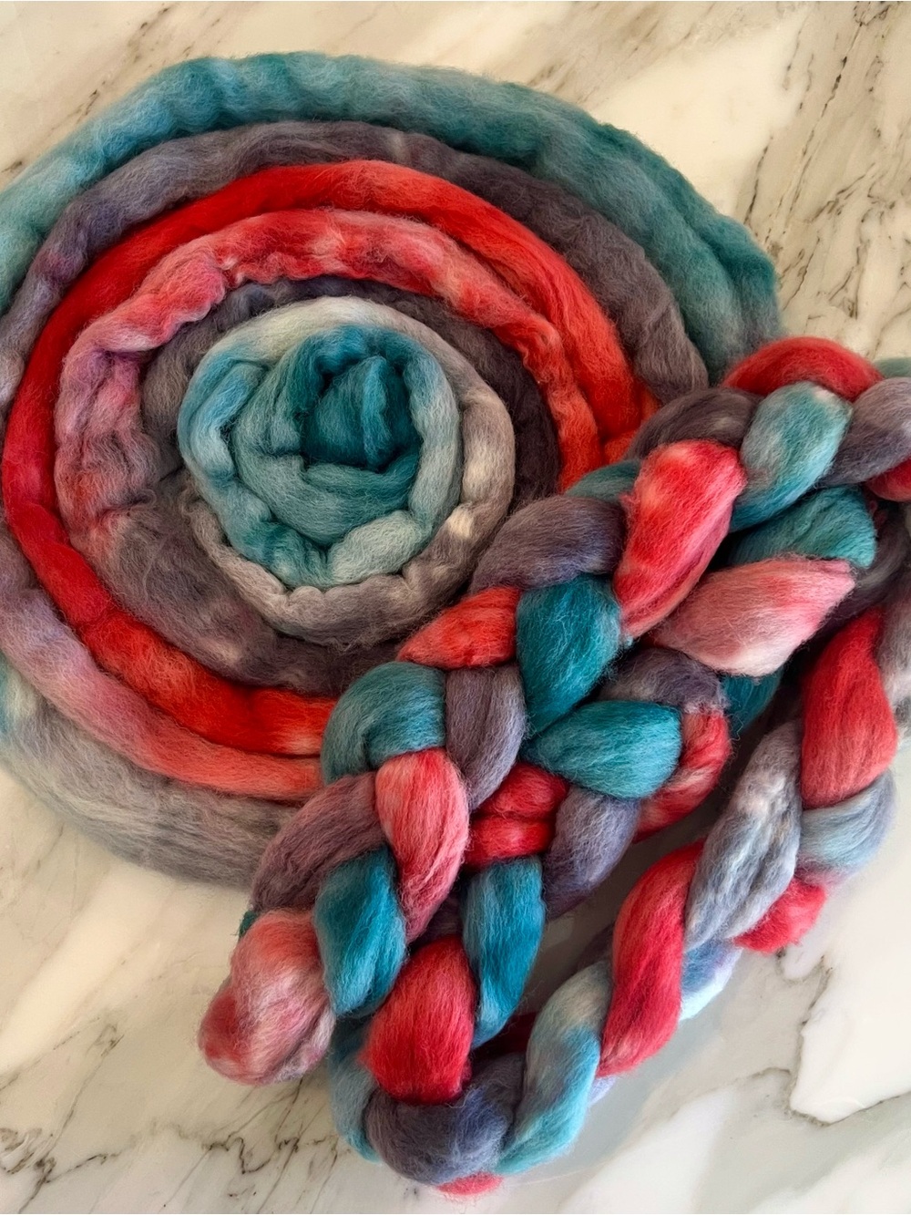 Hand Dyed Corriedale Wool Roving in Cardinal